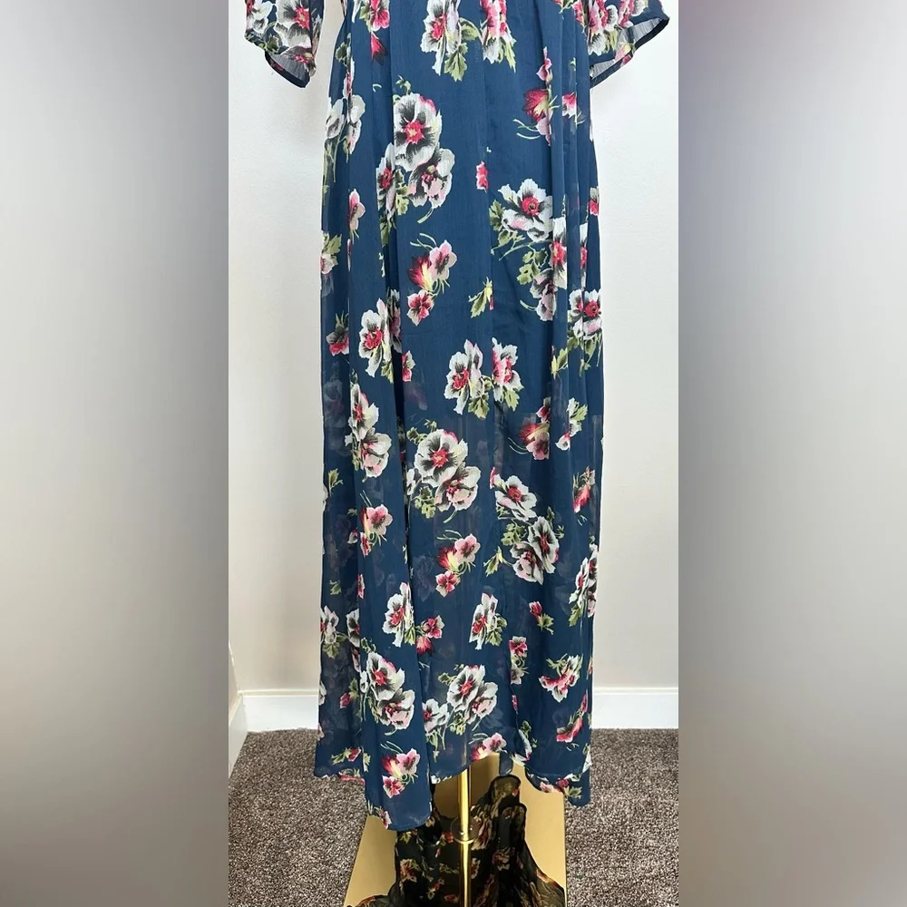 Abercrombie & Fitch Navy Floral Benni Maxi Dress - XS - GUC